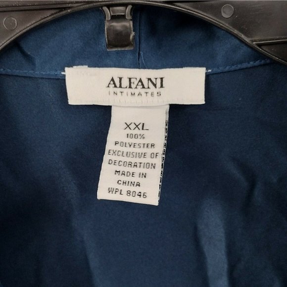 Alfani Womens Plus XXL 2X Pajama Top Navy Blue Button Down Silky Soft Shirt NWT - Picture 4 of 5